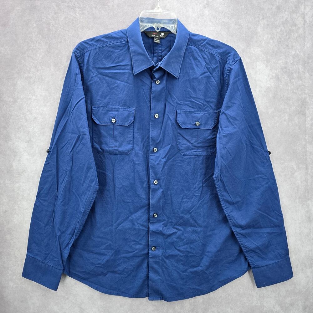 J Ferrar Blue Slim Fit Cotton Button Down Long Sleeve‎ Work Mens Shirt XL
